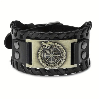 Náramek viking - kompas - vegvisir (11) - drak - br