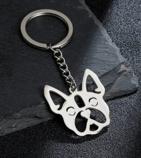 Klíčenka pes - francouzský buldoček (ocelová) 3