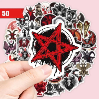 Samolepky gotické - pentagram, lebka, kozel