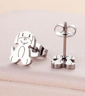 Náušnice pes (ocel) 8 - st