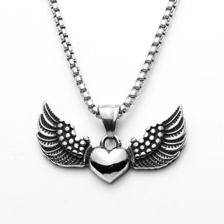 Řetízek srdce s křídly (ocel)