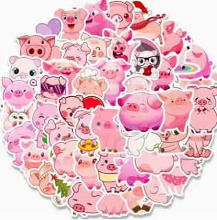 Set 50 samolepek prase (2)