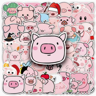 Set 50 samolepek prase (3)