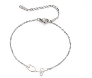 Náramek kytička - tulipán (ocelový)