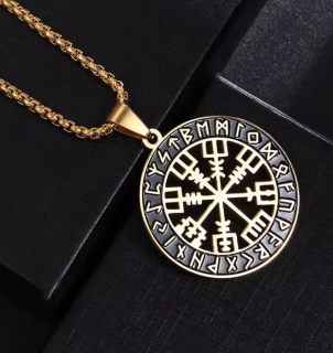 Řetízek Vegvísir - kompas (13) - ocelový
