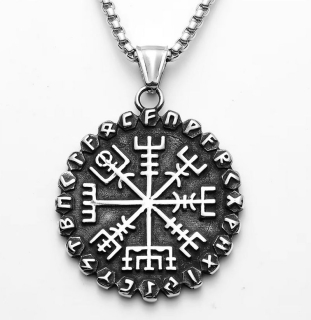 Řetízek Vegvísir - kompas (18) - ocelový
