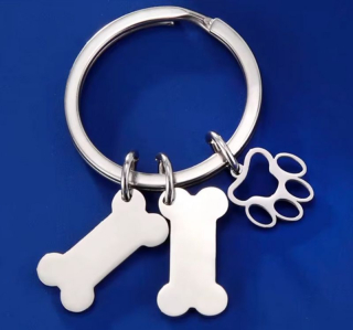 Klíčenka kost a tlapička (ocelová)