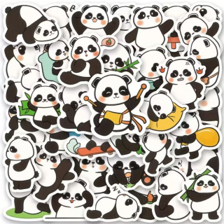 Set 50 samolepek panda (7)