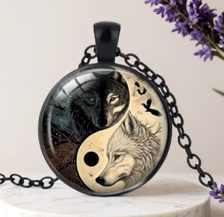 Řetízek Yin yang - vlci