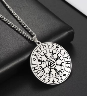 Řetízek Vegvísir - kompas (19) - ocelový
