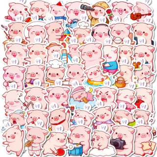 Set 50 samolepek prase (5)