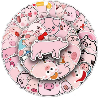 Set 50 samolepek prase (6)