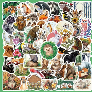 Set 50 samolepek zvířátka (12)