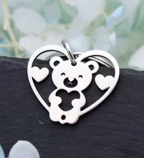Klíčenka medvěd v srdíčku (ocelová) 8