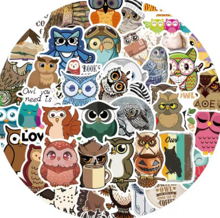 Set 50 samolepek sova (7)