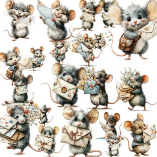 Set 20 samolepek myš