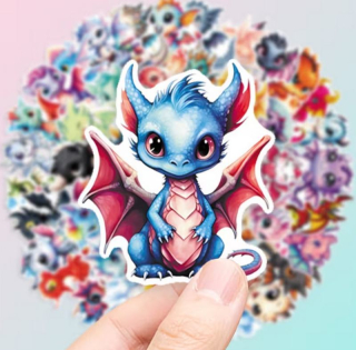 Set 50 samolepek drak (7)