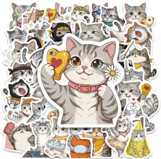 Set 50 samolepek kočka (25)