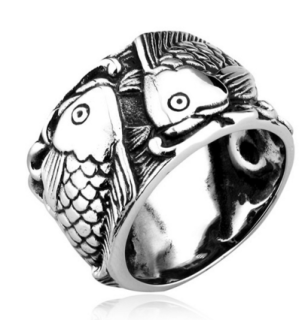 Prsten ryby - ocelový